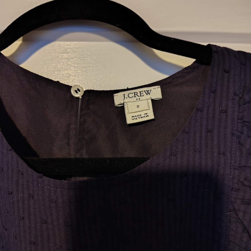 JCrew Women's Navy Ruffle Top - Picture 2 of 5
